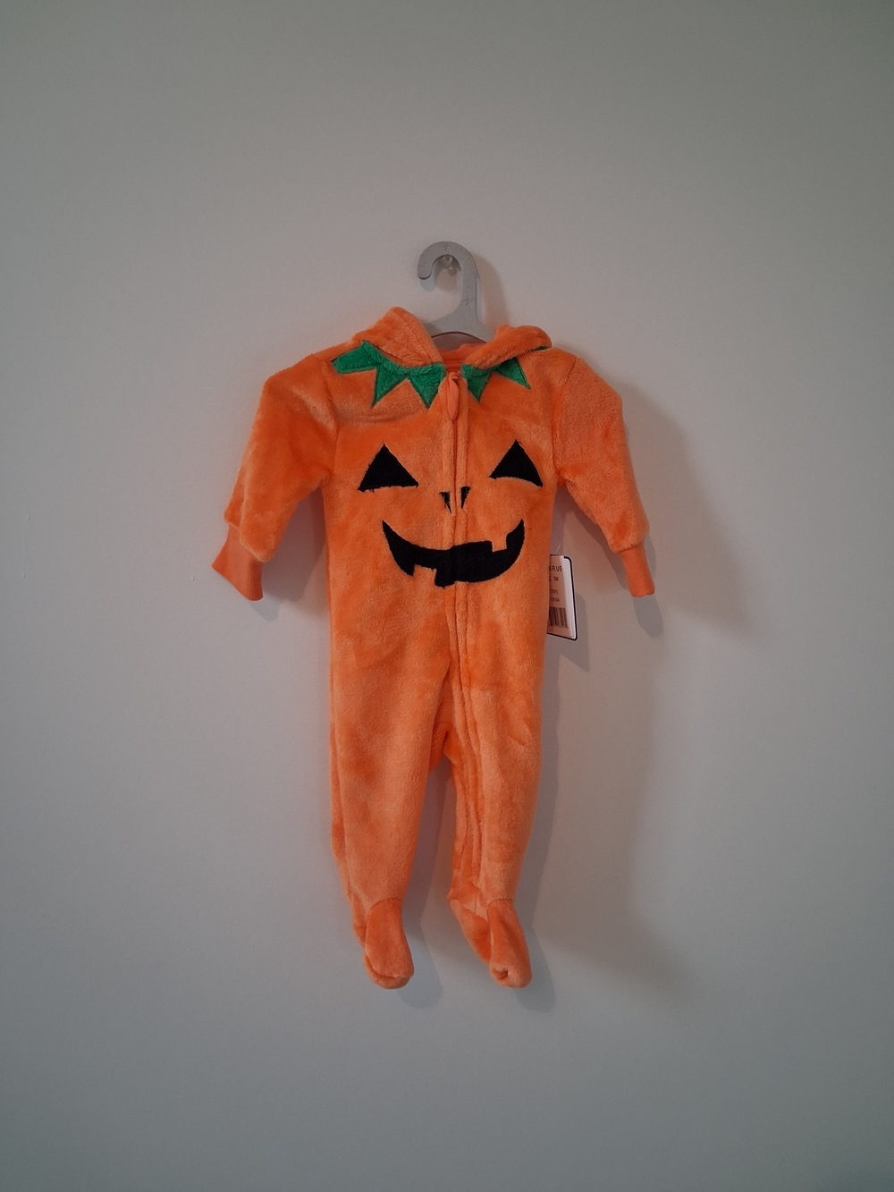 Orange Pumpkin Hooded Baby Costume Onesie